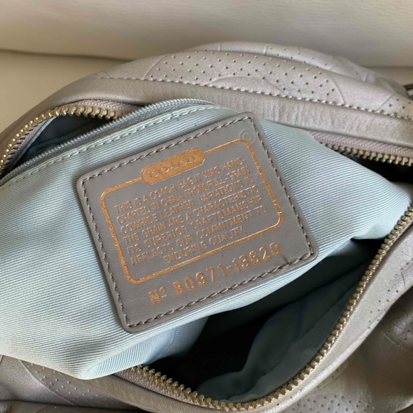 Coach Light Silver Grey Leather Satchel/Shoulder Bag - Picture 8 of 9